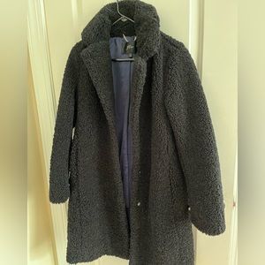 J crew plush black coat, worn twice, size small